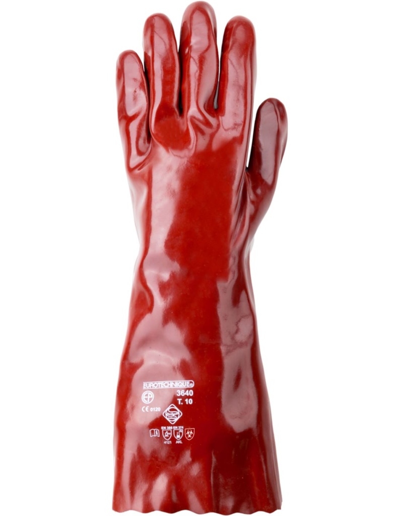 GUANTES. P.V.C. 40 CM  IMP.