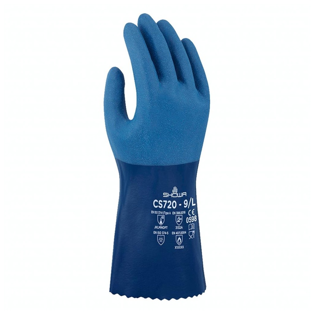 GUANTES SHOWA NITRILO AZUL FORR. 30 CM