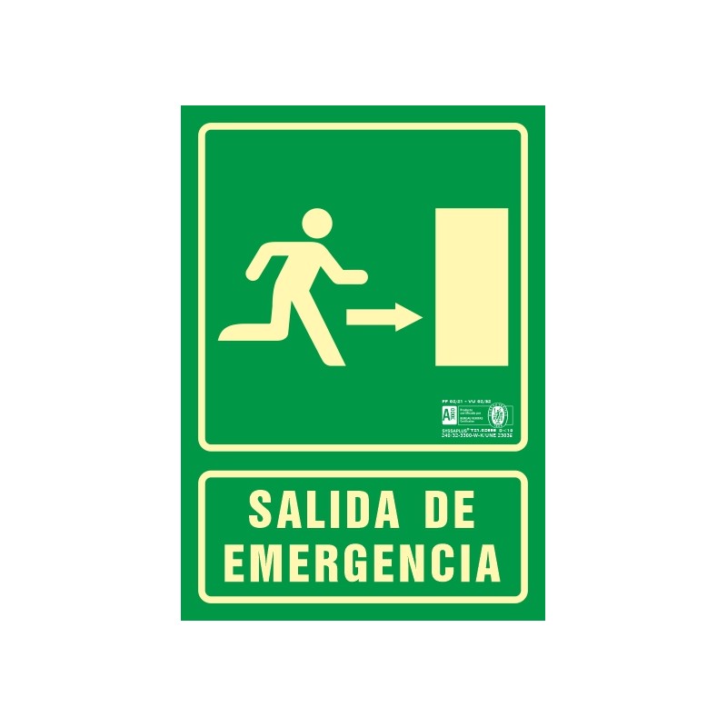 SEÑAL SALIDA DE EMERGENCIA FLECHA DERECHA REFERENCIA 5001F