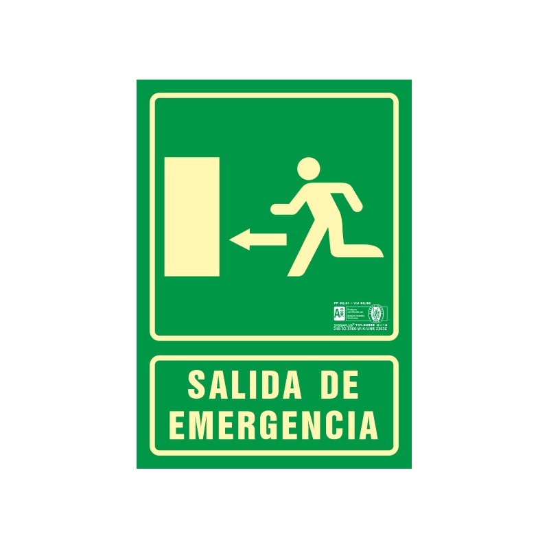SEÑAL SALIDA DE EMERGENCIA FLECHA IZQUIERDA 5002F