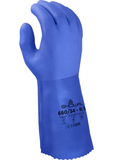 [SHOWA 660-LA] GUANTES. SHOWA PVC AZUL, LARGO