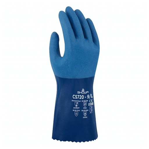 [SHOWA CS720] GUANTES SHOWA NITRILO AZUL FORR. 30 CM