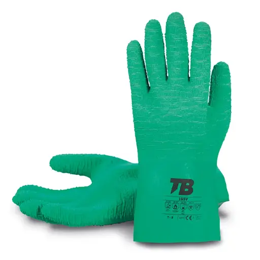 [195 V] GUANTES. LATEX GRUESO VERDE RUGOSO 30 CM