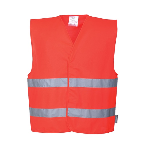 [C474] CHALECO AV ROJO 2 BANDAS, VELCRO